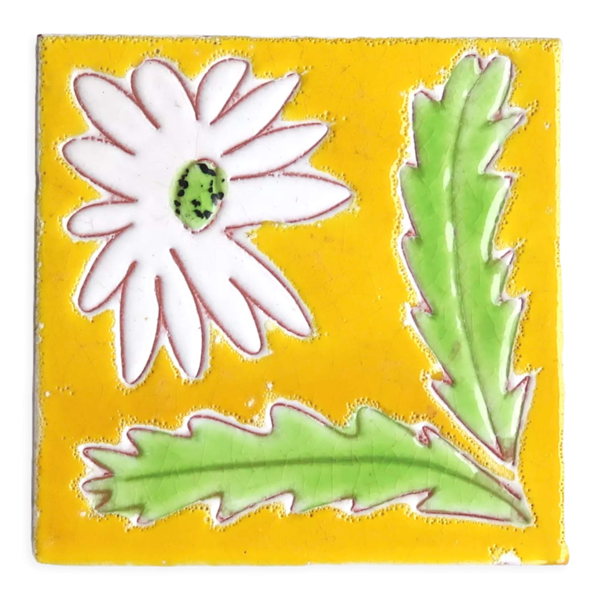 Ceramic tile "flower" trivet, 60s