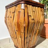 Porte parapluies vintage en rotin style colonial 1930 - Cache pot vintage en rotin