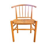 Set of six Scandinavian chairs, in natural wood and rope, Erik Ole Jorgensen, Kvist publisher