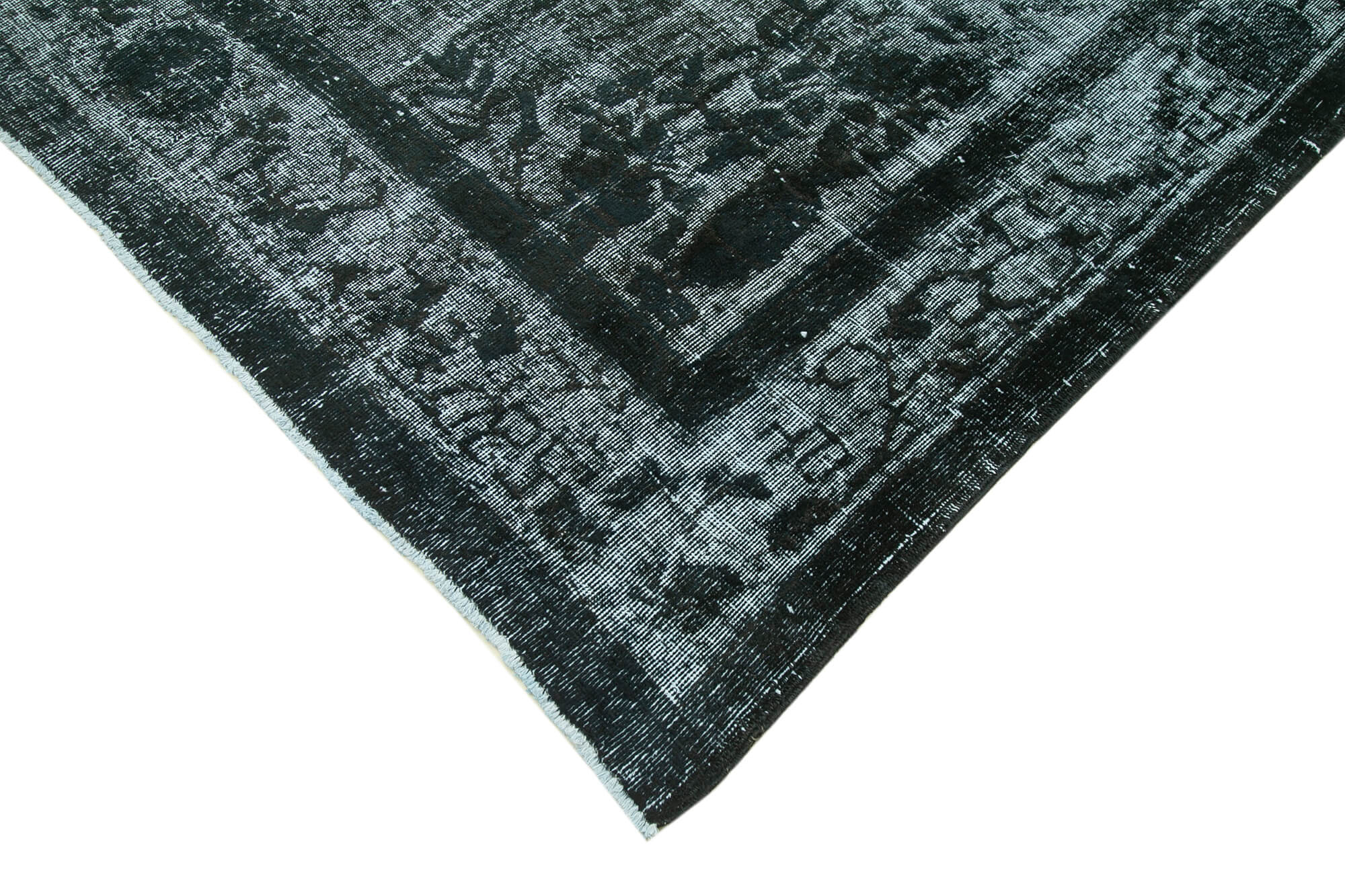 Hand-knotted rustic anatolian 1980s 212 cm x 326 cm black carpet