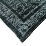 Hand-knotted rustic anatolian 1980s 212 cm x 326 cm black carpet