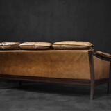 Vintage Mid-Century Danish Modern Cognac Leather 3-Seater Sofa, 1960s