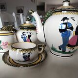 Henriot Quimper coffee service 8 cups/saucers, coffee pot, sugar bowl, jug.
