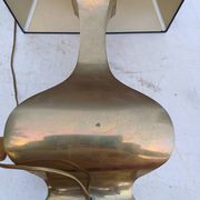 Bronze lamp and dark brown fabric shade