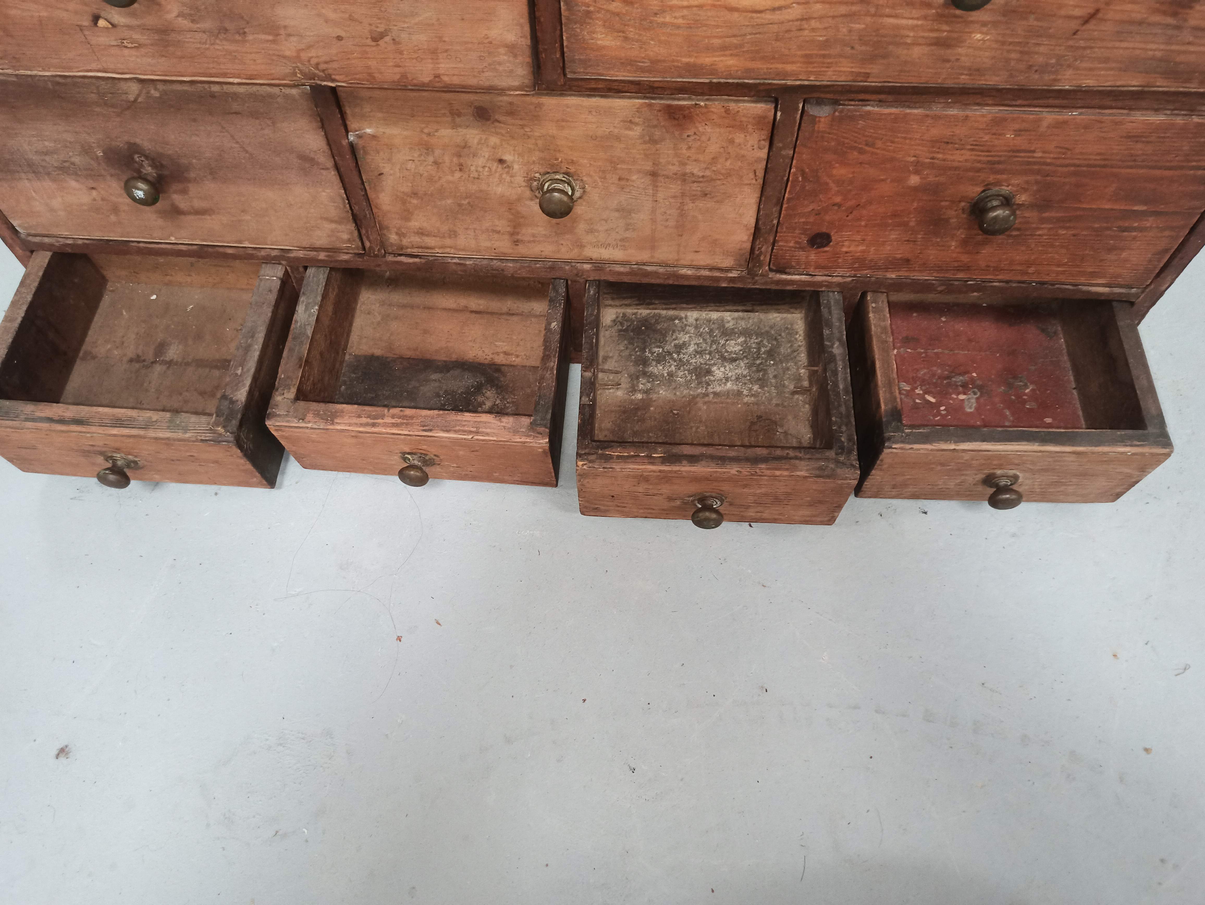 Hardware furniture wood multiple drawers old