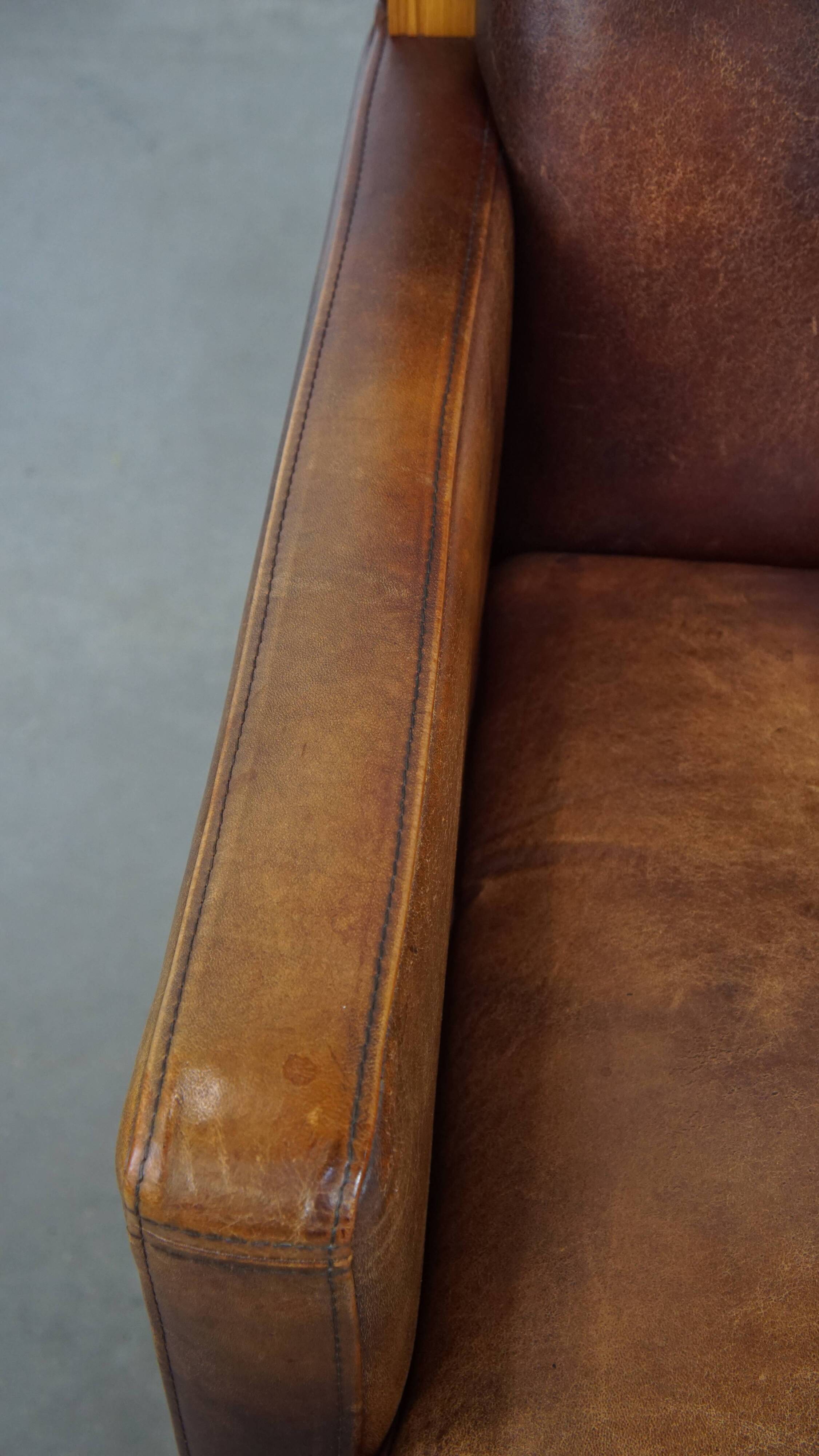 Sheepskin Leather Art Deco Design Armchair