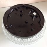 Structured glass round ceiling lamp vintage 60s-70s