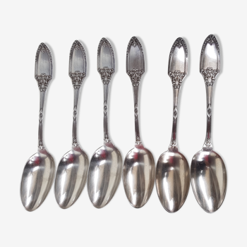 6 silver metal soup spoons by Boulenger, beginning 20th century
