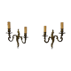 Old pair of bronze wall lamps, with 2 candles. Year 50 60