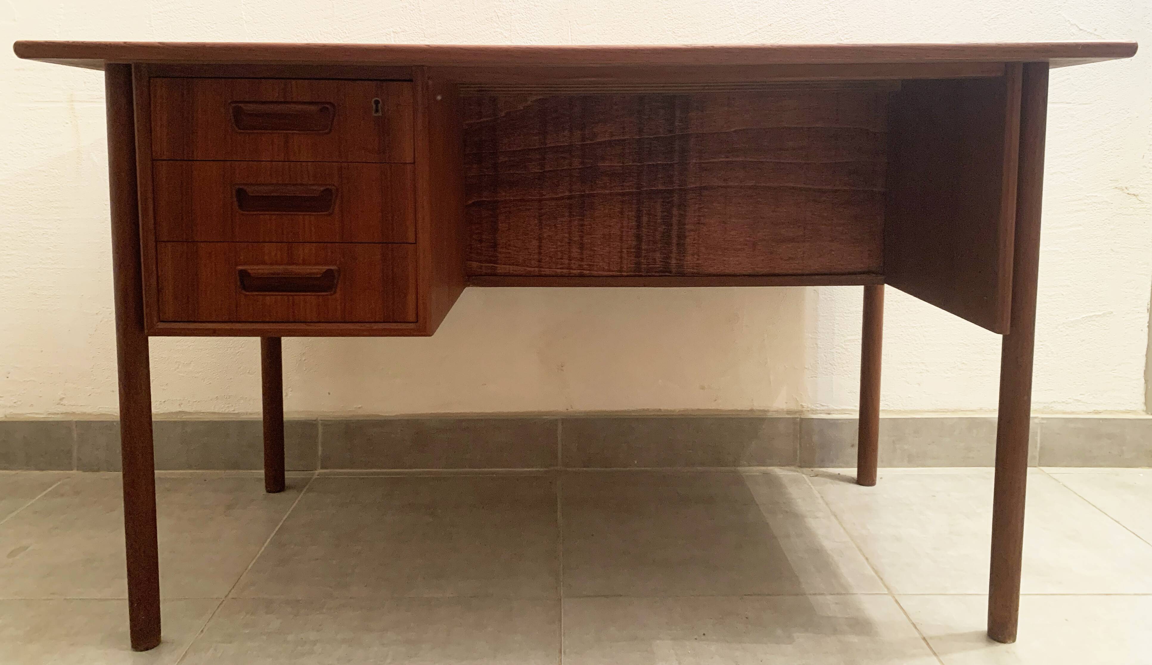 Vintage Danish teak desk by Gunnar Nielsen Tibergaard, 1960