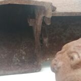 Pair of cast iron fireplace chenets "children"