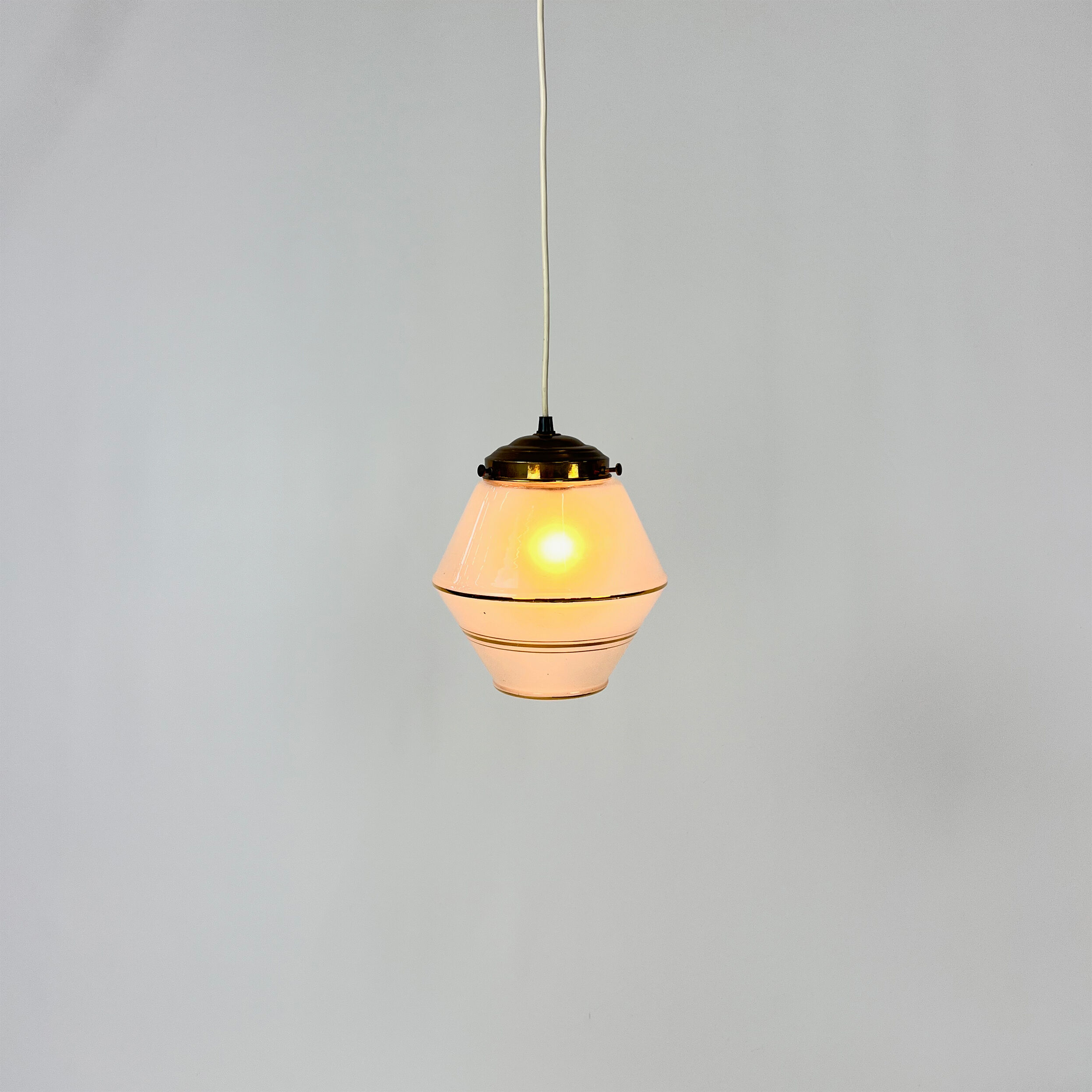 Art Deco Opaline Glass Pendant Lamp, 1930s