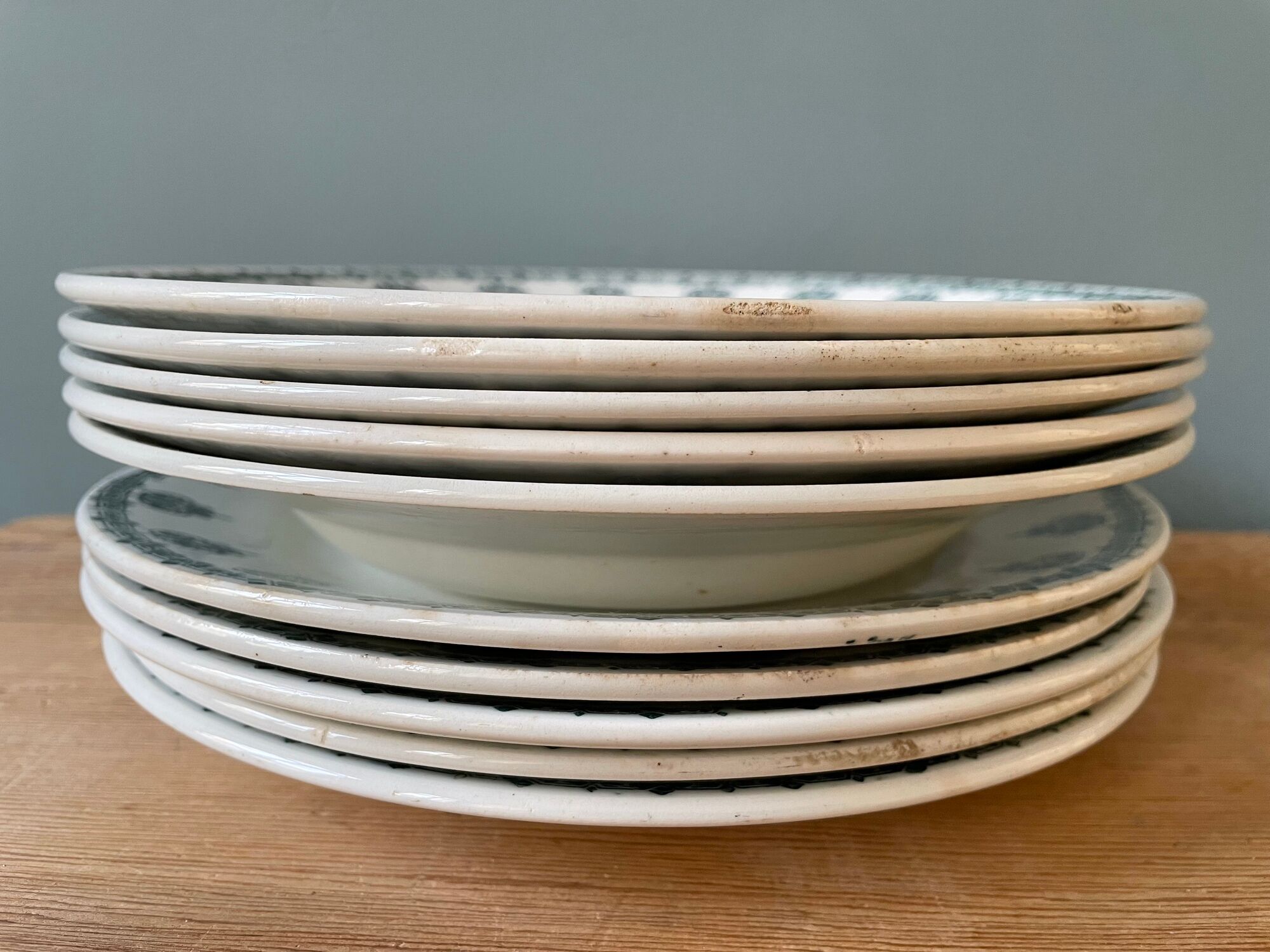 Set of 10 plates (5 flat and 5 hollow) in St Amand earthenware, Céranord
