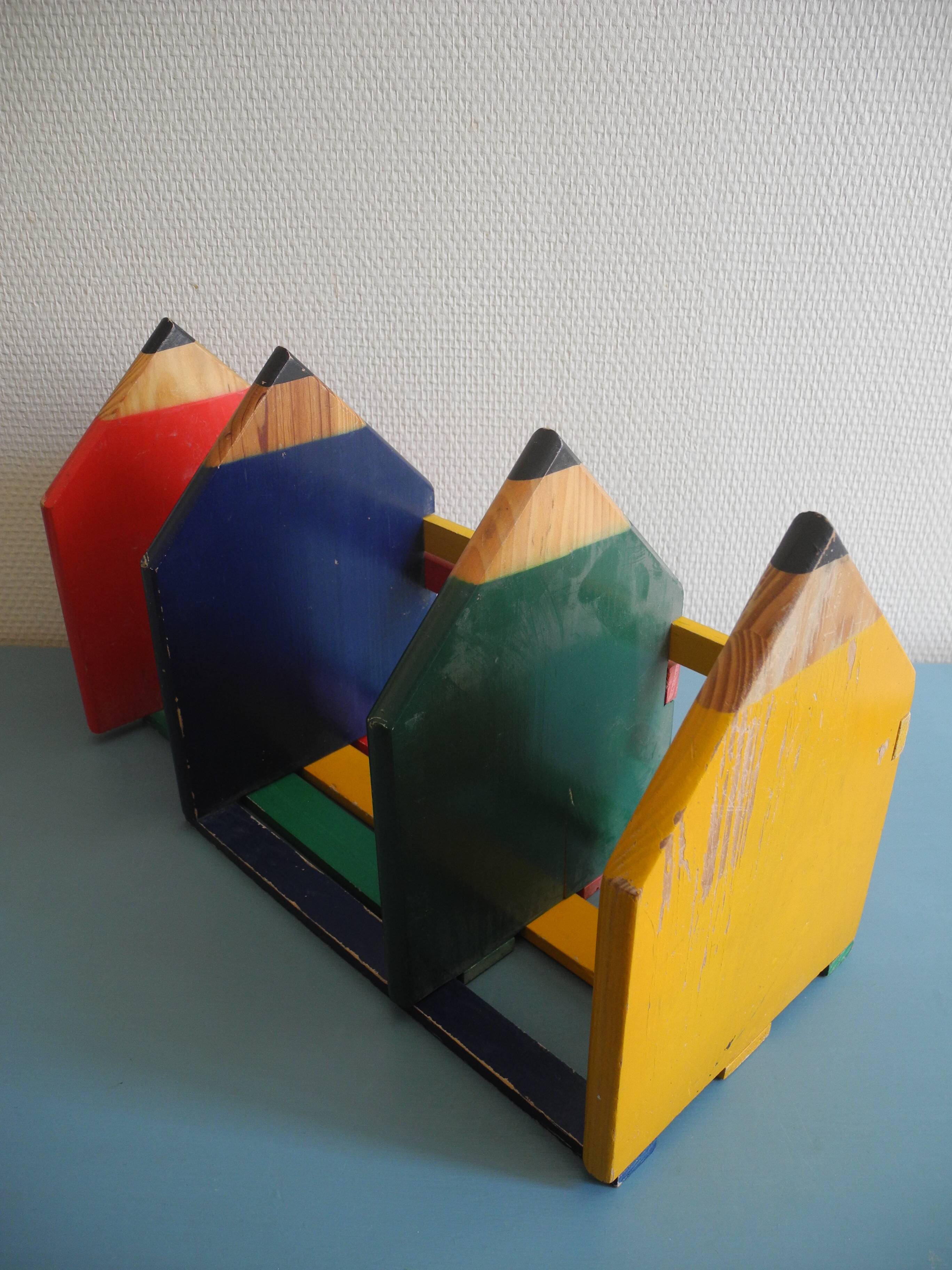 Pierre Sala vintage deco pencil bookends 80s bookends shelf