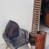 Fauteuil en corne et cuir ancien - 1950s