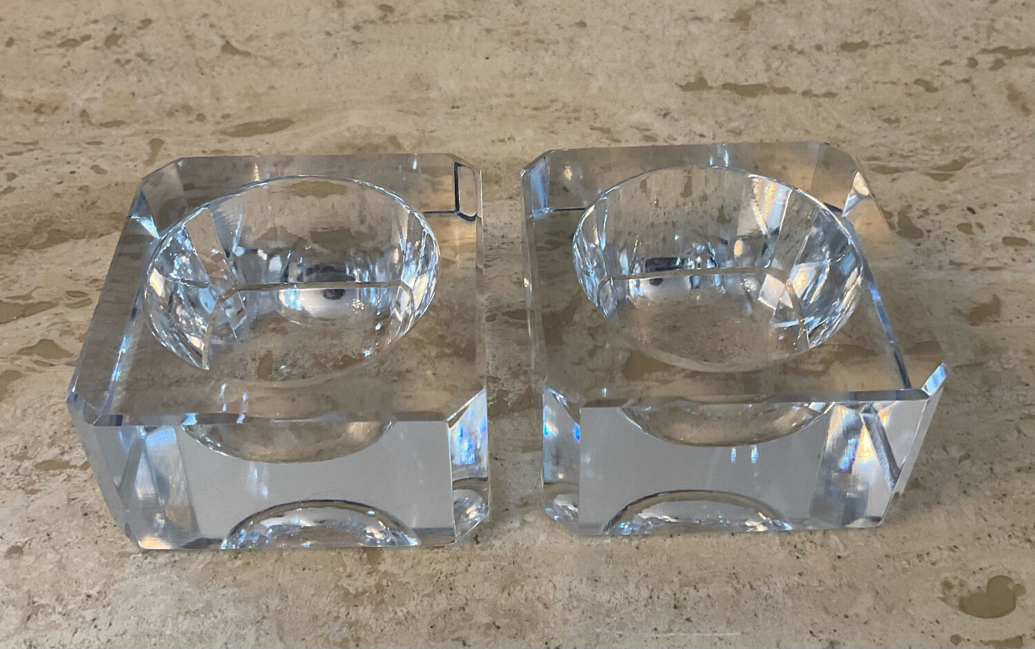 Pair of vintage crystal salerons
