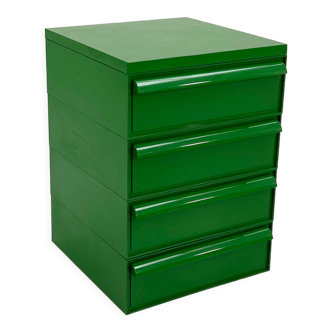 Green box with 4 drawers model "4601" by Simon Fussell for kartell, 1970