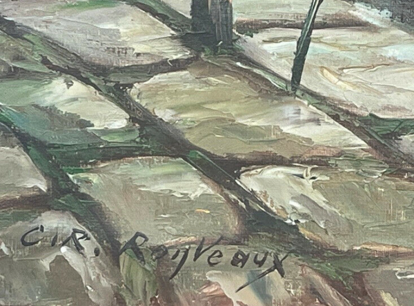 Marine, bateaux à quai, Vue sur Port, C.R. Ronveaux, XXème - huile sur toile