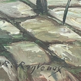 Marine, boats docked, View of Port, C.R. Ronveaux, XXth - oil on canvas