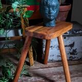 Solid wood tripod stool from the 50s