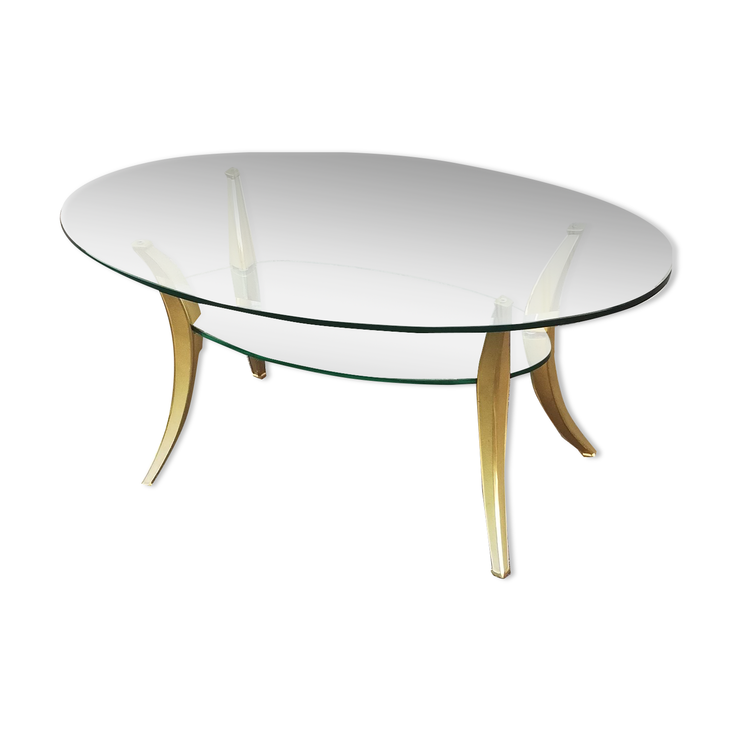 Vintage bronze and glass coffee table