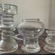 Trio of vintage molded glass candlesticks