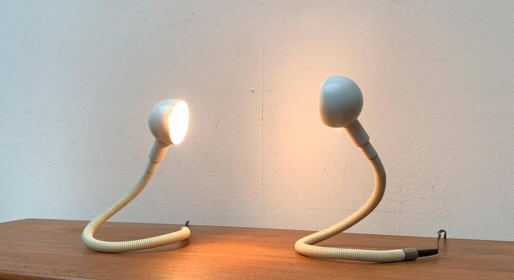 Vintage Space Age clamp lamp Italian Hebi by Isao Hosoe for Valenti Luce, 1970s, set of 2