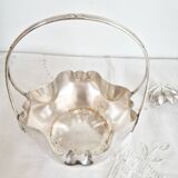 Antique silver sugar bowl with sprinkling spoon