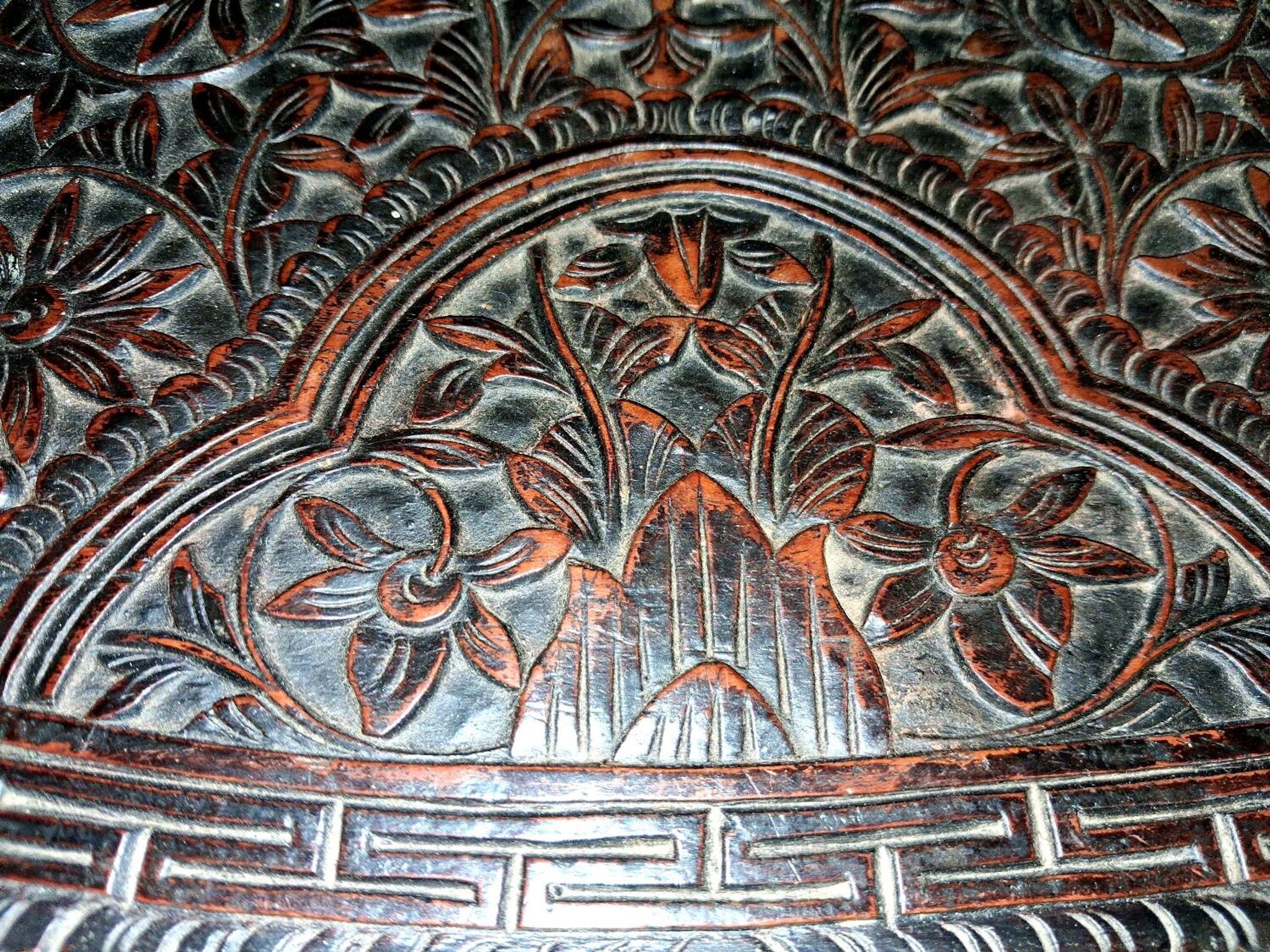 Ethnic carved wooden worker's furniture