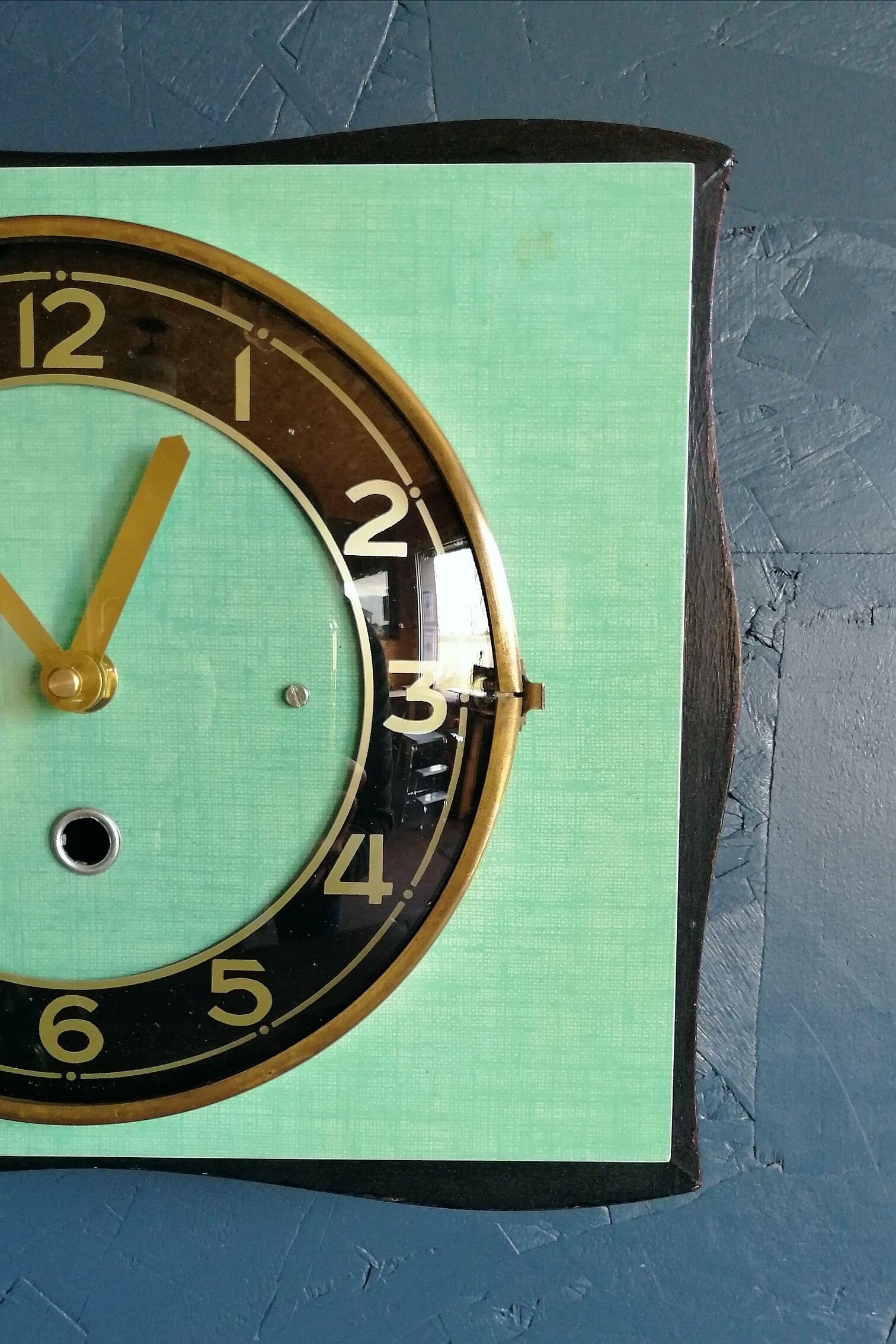 Formica vintage silent rectangular wall clock "black green"