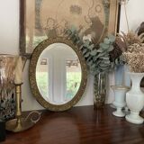 19th century beveled oval mirror
