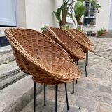 4 rattan chairs from 1950