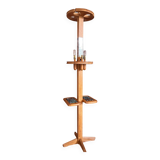 Rare oak and ceramic floor lamp – Guillerme et Chambron, 1950s