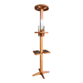 Rare oak and ceramic floor lamp – Guillerme et Chambron, 1950s