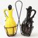 OIL AND VINEGAR SET VINTAGE YELLOW & BLACK CERAMIC 1950s ROCKABILLY