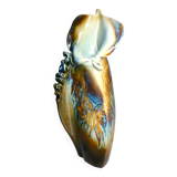 Vase en céramique émaillée, pièce unique, signé D. Prioton, col coquillage