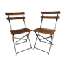 Wooden and wrought iron bistro chairs