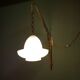 Early 20th century art deco wall lamp with brass bracket and opaline glass shade