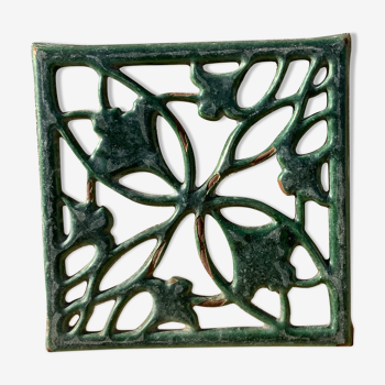 Antique cast iron green enamelled cast iron vintage tableware