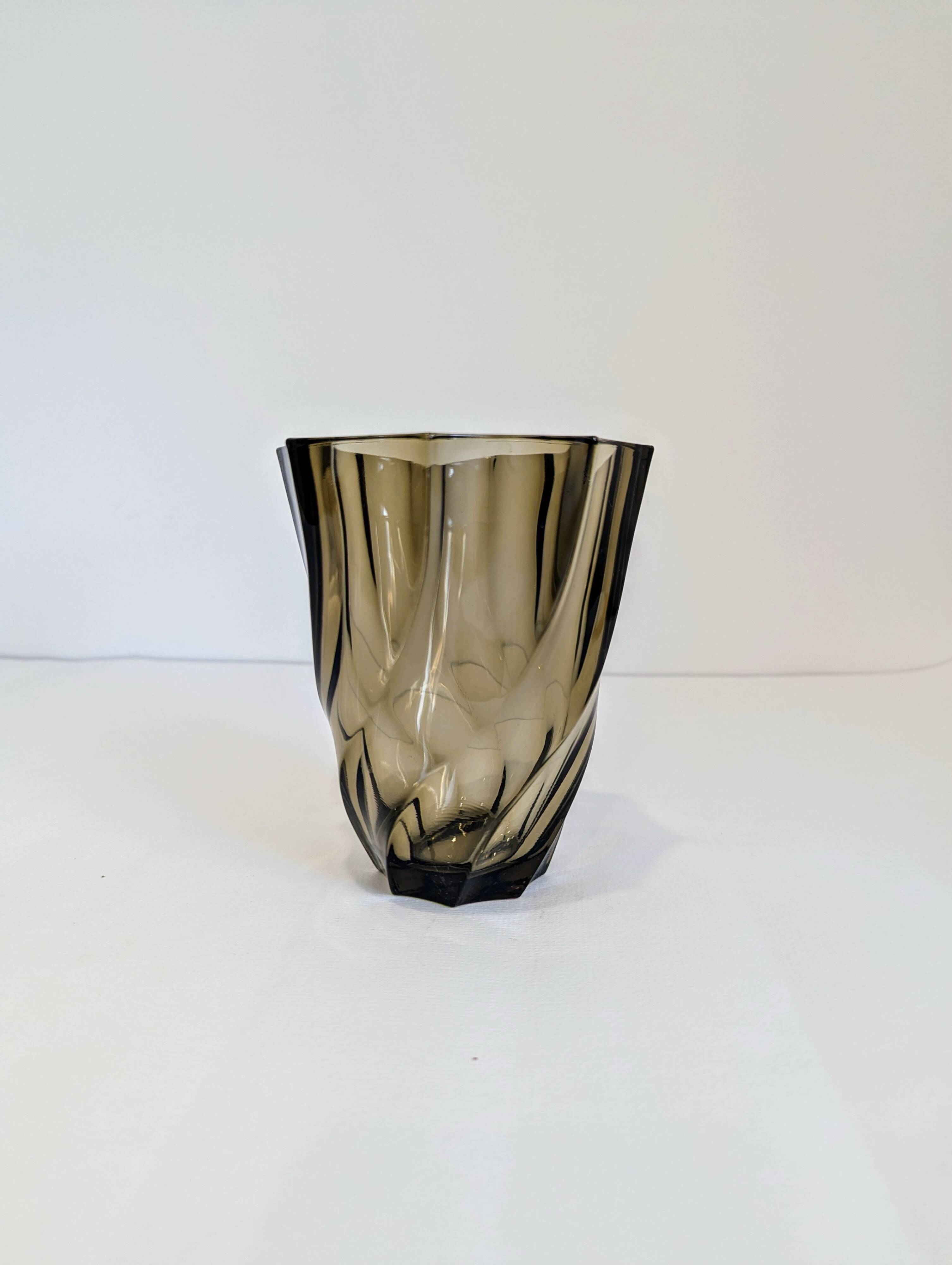 Smoked glass vase from the 70s