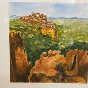 Old painting jean laville st germain roussillon + wooden frame