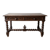 Antique solid wood carved desk in Louis XIII style.