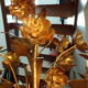 Lustre bouquet de fleur fer doré 5 feux
