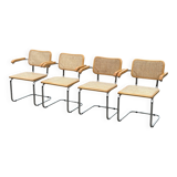 Set of 4 Cesca chairs model B64 with armrests Cesca Marcel breuer design
