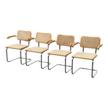 Lot de 4 chaises Cesca modèle B64 avec accoudoirs Cesca Marcel breuer design