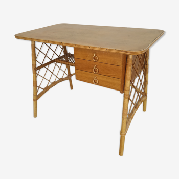 Vintage rattan desk of the 1960s