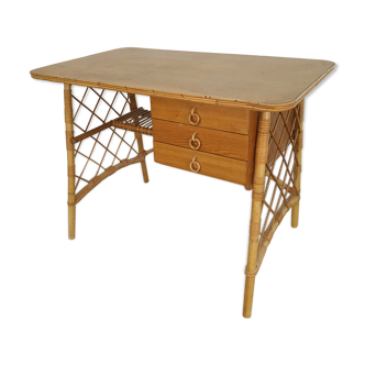 Vintage rattan desk of the 1960s
