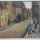 Oil on cardboard "The Street" signed and dated "Gillot 1918"