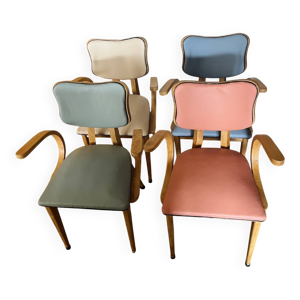 Suite de 4 Fauteuils - pieds compas