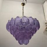 Large Retro Shell Glass Lavender Blue Chandelier